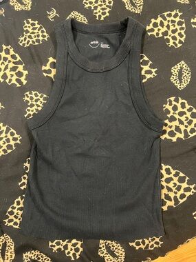 aerie Black Ribbed Scoop Tank - Sleeveless Cropped Fit